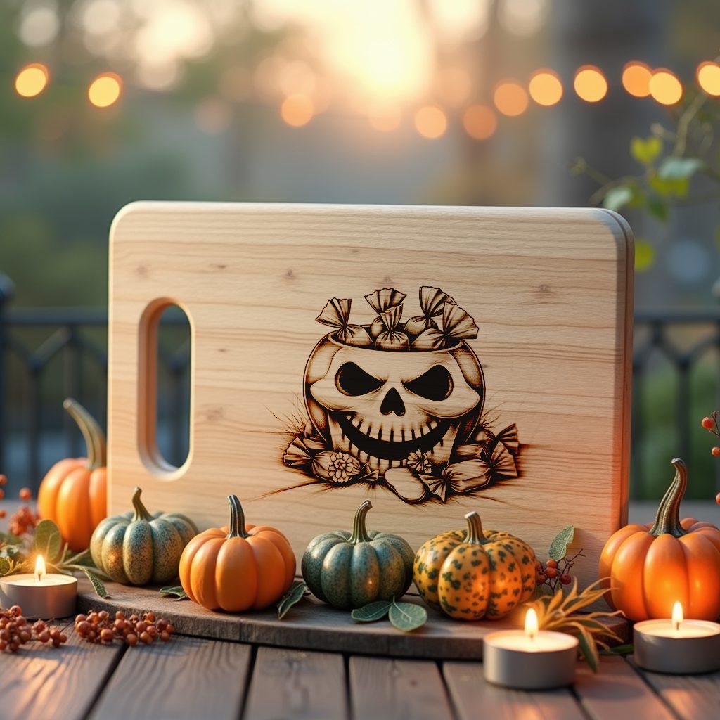 Halloween Charcuterie Board Laser File, Skull Candy Bowl, Spooky Serving Tray Design – Image 6