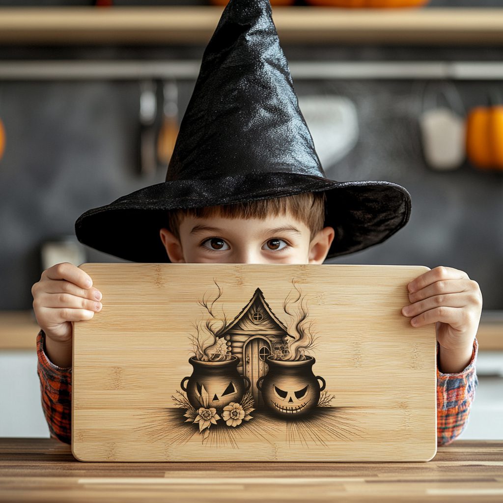 Halloween Charcuterie Board Laser File, Spooky Cauldron Engraved Serving Design – Image 3