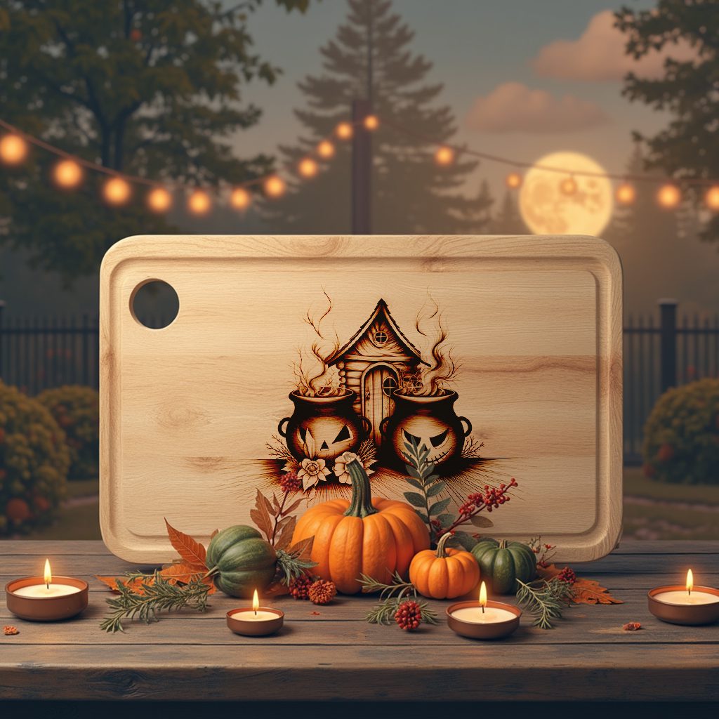Halloween Charcuterie Board Laser File, Spooky Cauldron Engraved Serving Design – Image 4