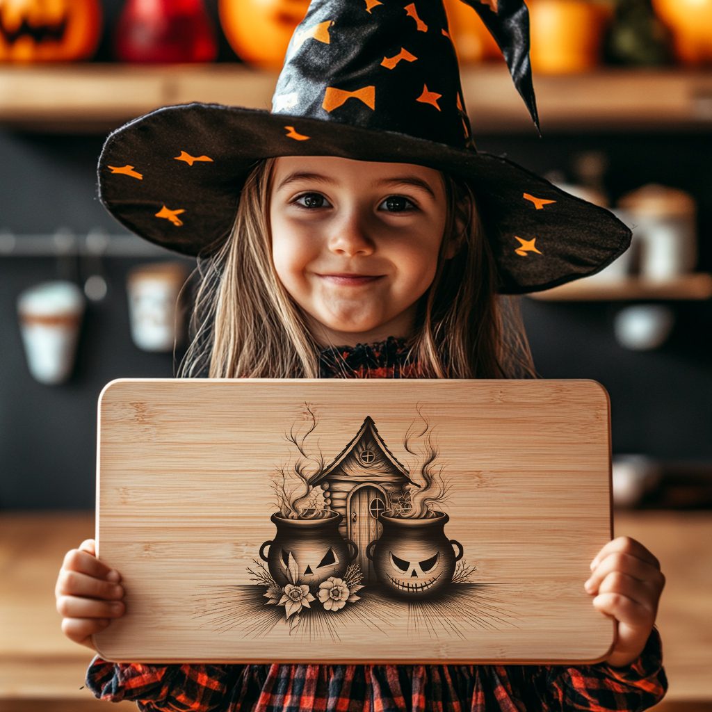 Halloween Charcuterie Board Laser File, Spooky Cauldron Engraved