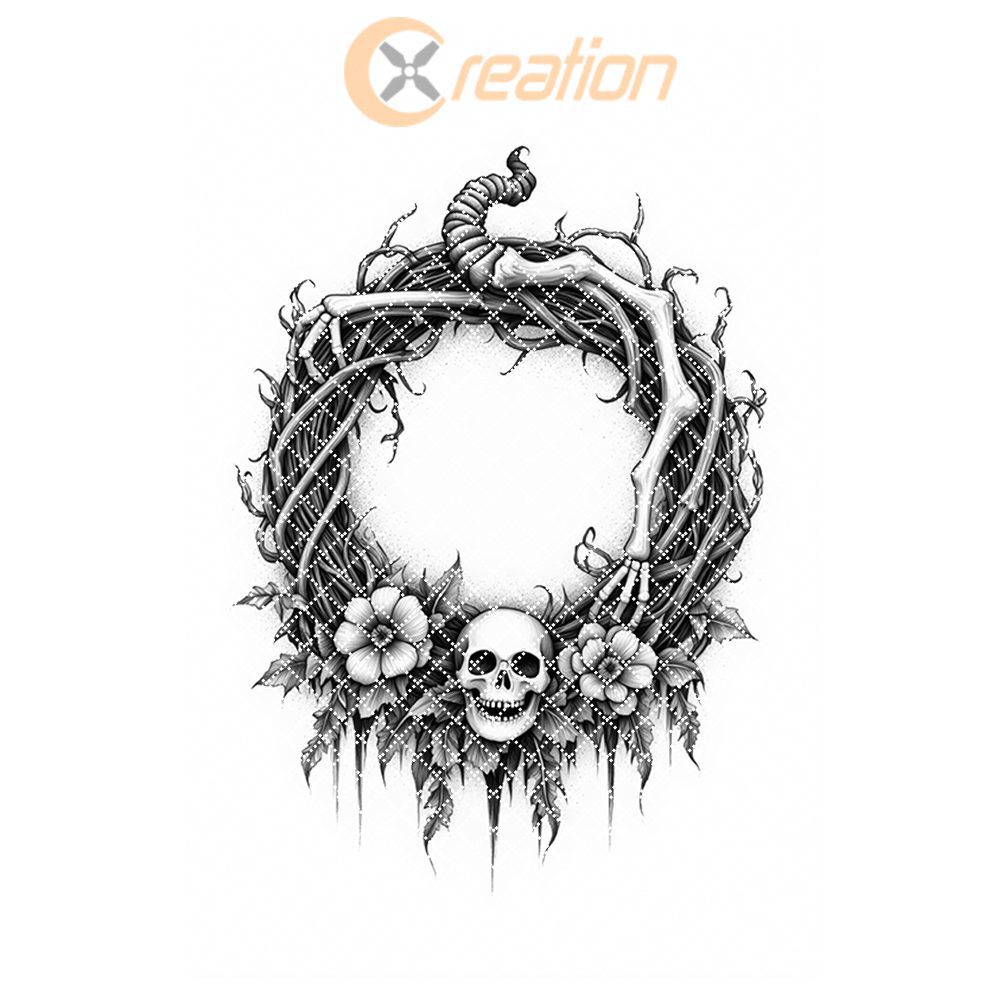 Halloween Charcuterie Board Laser File, Spooky Skeleton Vine Wreath, Engraved Decor – Image 8