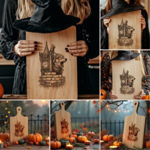 Halloween Charcuterie Board Set, Spooky Laser Engraving Designs,