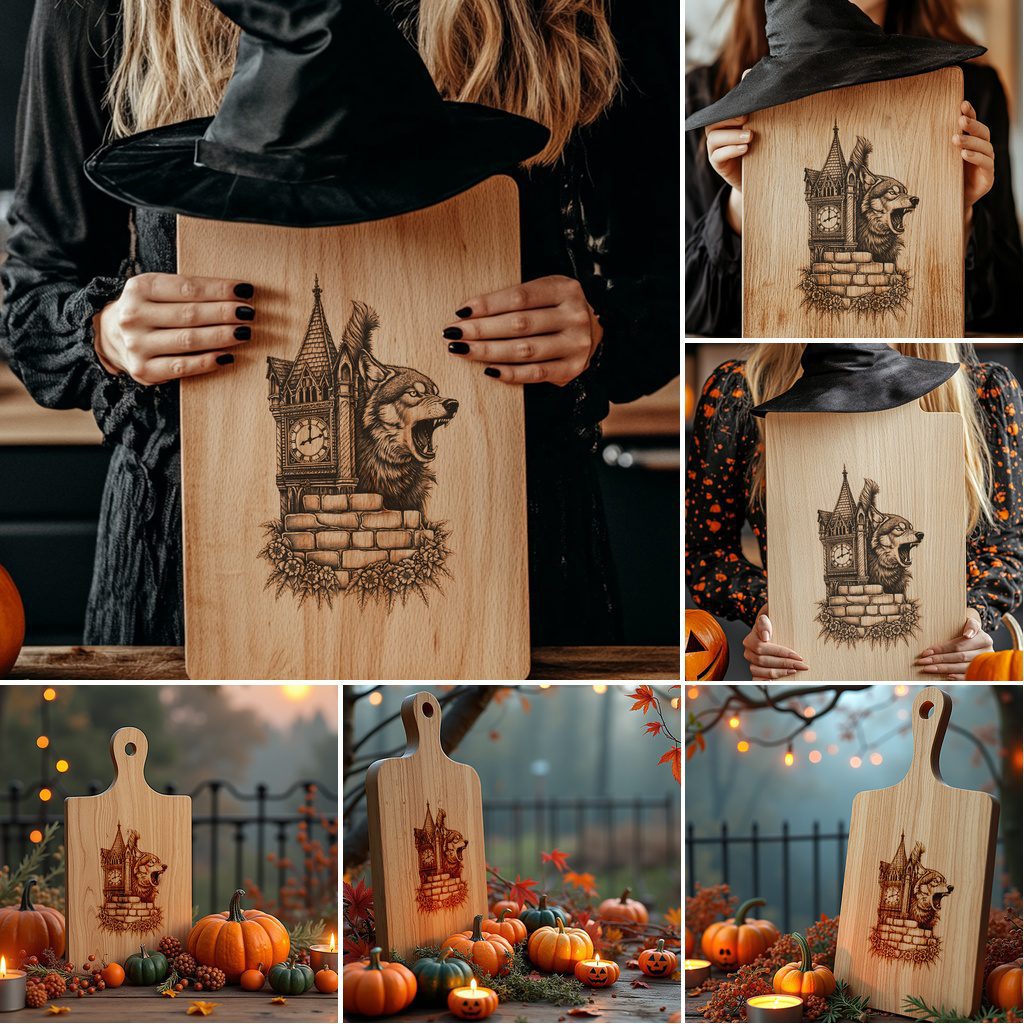 Halloween Charcuterie Board Set, Spooky Laser Engraving Designs,