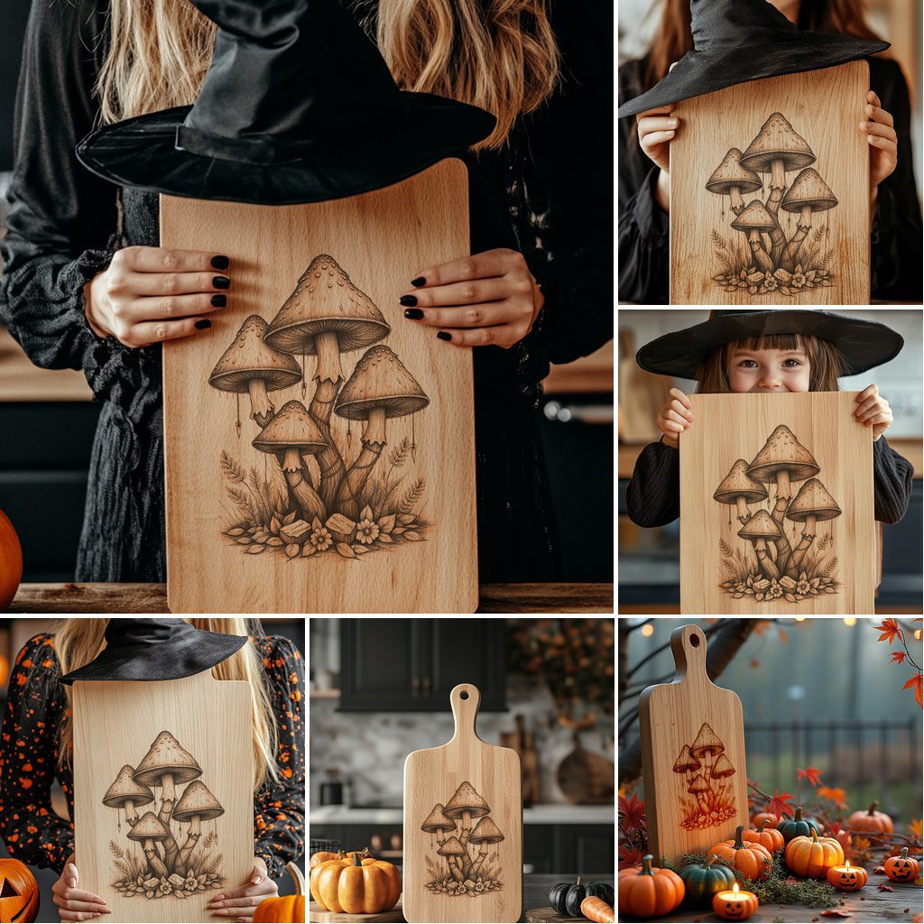 Halloween Charcuterie Board Set, Spooky Laser Engraving Designs,