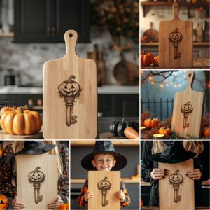 Halloween Charcuterie Board Set, Spooky Laser Engraving Designs,