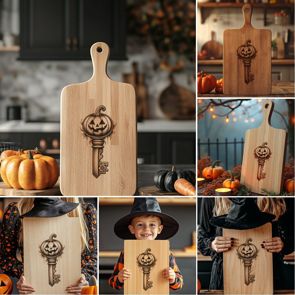 Halloween Charcuterie Board Set, Spooky Laser Engraving Designs,