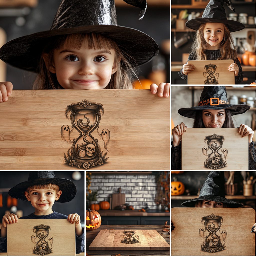 Halloween Charcuterie Board Set, Spooky Laser Engraving Designs,