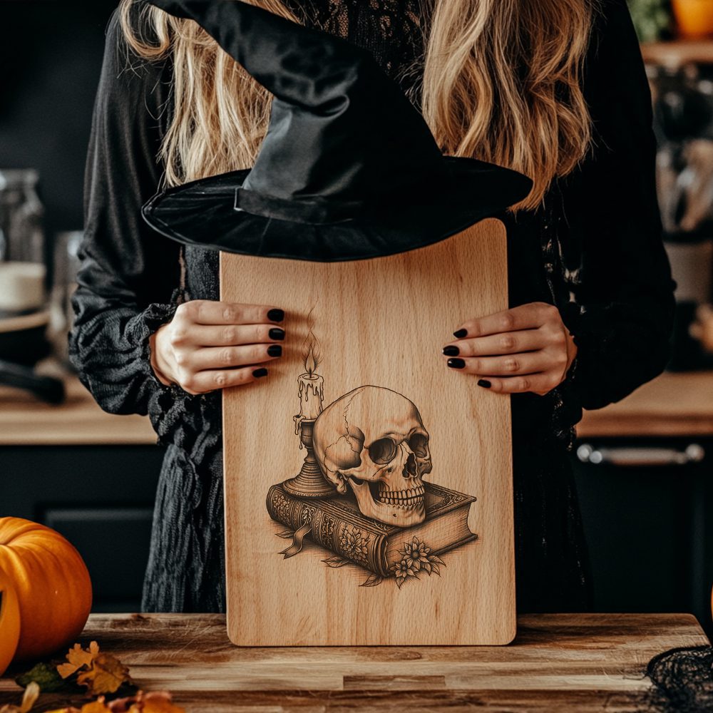 Halloween Charcuterie Board, Skull Book Design, Gothic Spooky