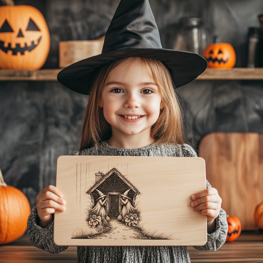 Halloween Charcuterie Board, Twin Witches Design, Spooky Cheese Tray for Entertaining – Image 2