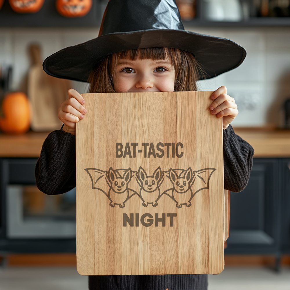 Halloween Cheese Board Engraving, Bat Design, Spooky Charcuterie