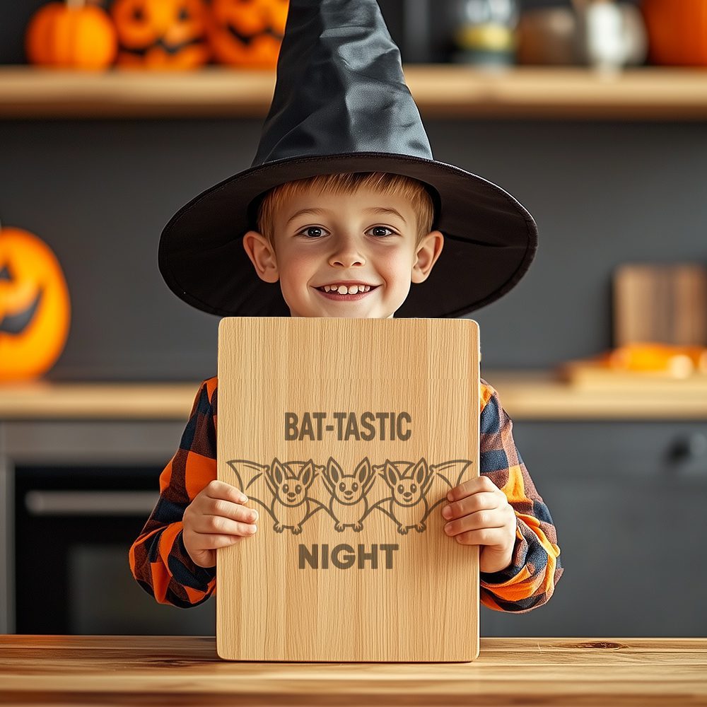 Halloween Cheese Board Engraving, Bat Design, Spooky Charcuterie