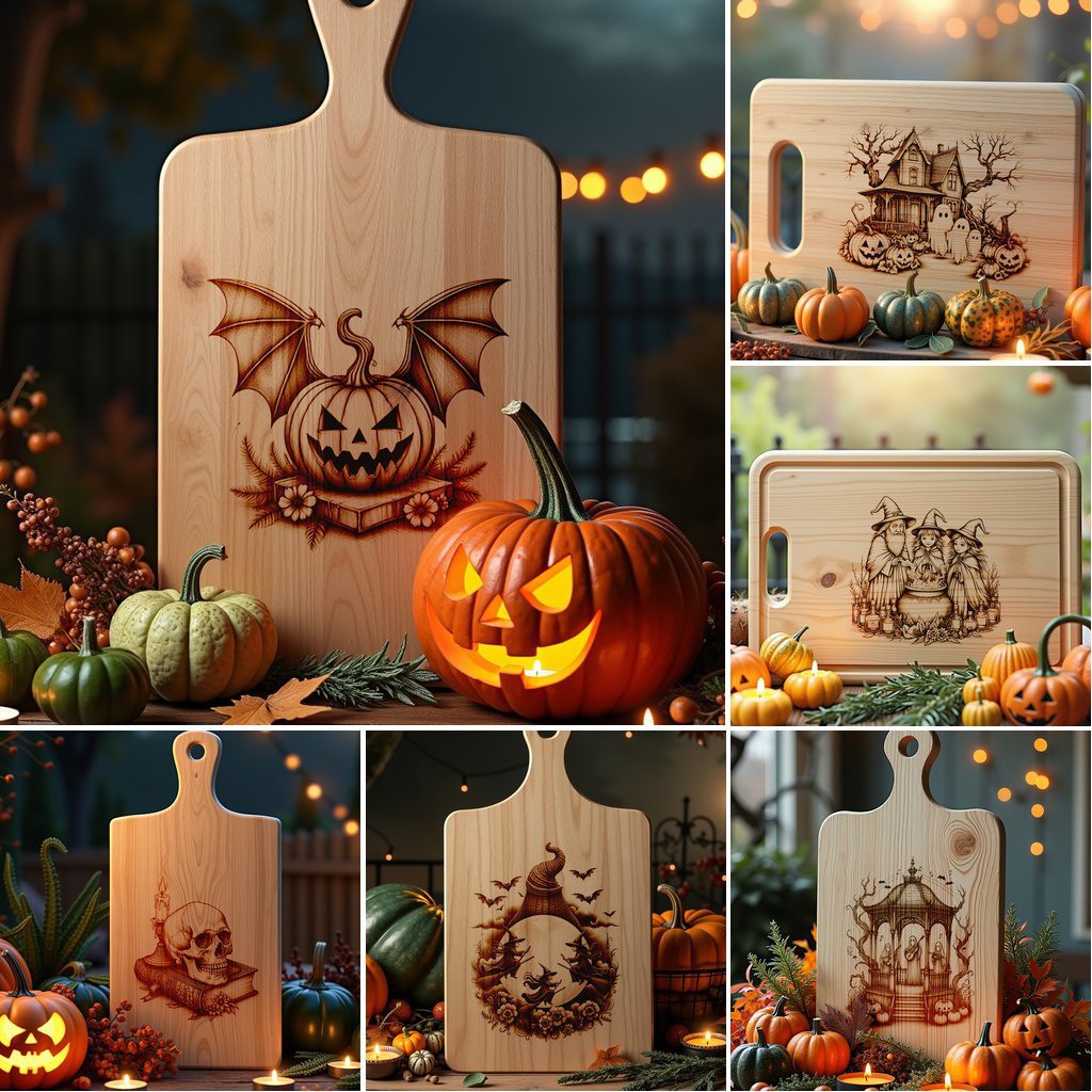Halloween Laser Engraving Bundle, Spooky Charcuterie Board Designs,