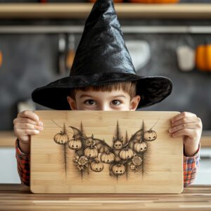 Halloween Laser Engraving File, Bats and Pumpkin Lights