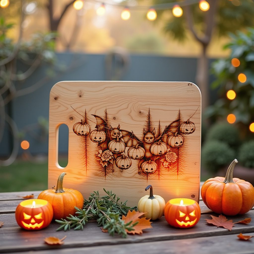Halloween Laser Engraving File, Bats and Pumpkin Lights