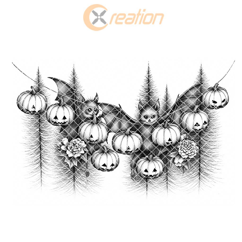 Halloween Laser Engraving File, Bats and Pumpkin Lights