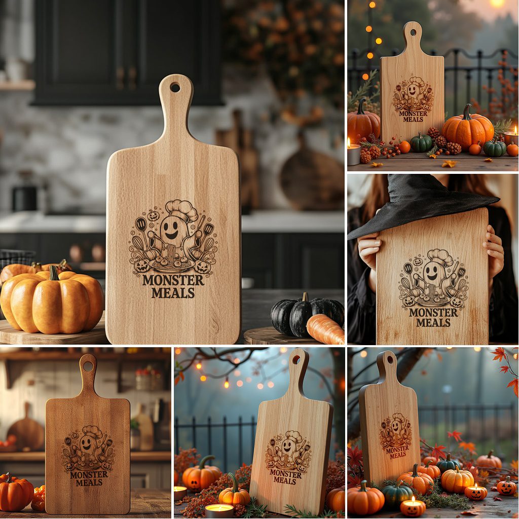 Halloween Laser Engraving File Bundle, Cute Charcuterie Board, Serving Board Designs - Imagen 3