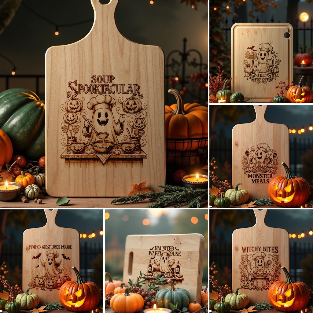 Halloween Laser Engraving File Bundle, Cute Charcuterie Board,
