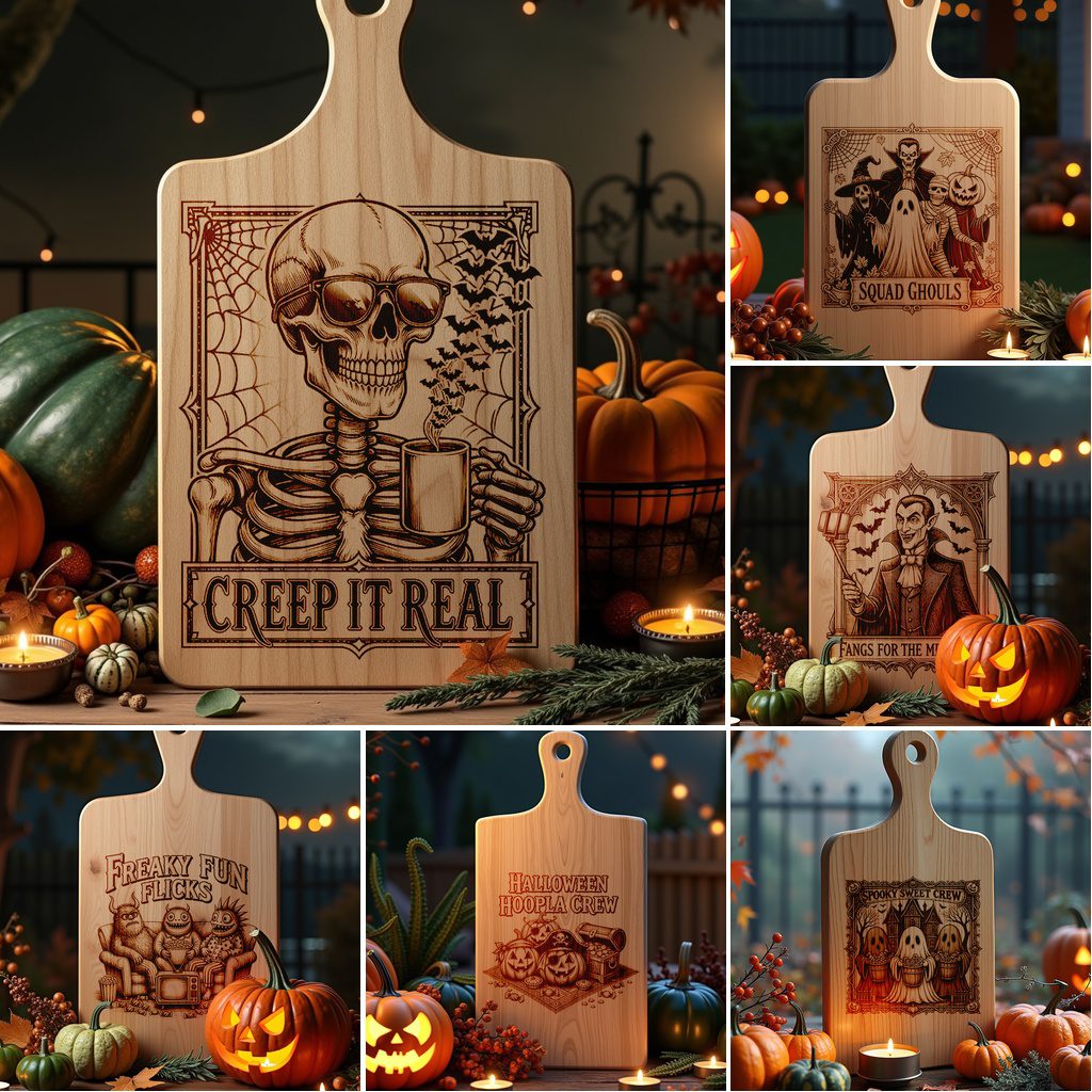 Halloween Laser Engraving File Bundle, Funny Spooky Charcuterie