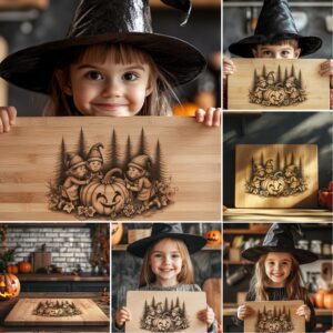 Halloween Laser Engraving File Bundle, Spooky Charcuterie Board