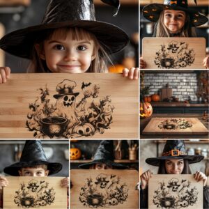 Halloween Laser Engraving File Bundle, Spooky Charcuterie Board