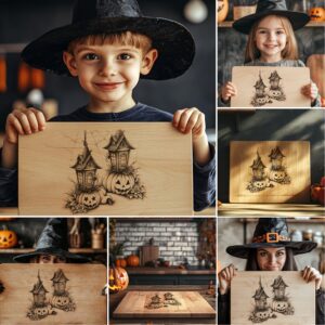 Halloween Laser Engraving File Bundle, Spooky Charcuterie Board