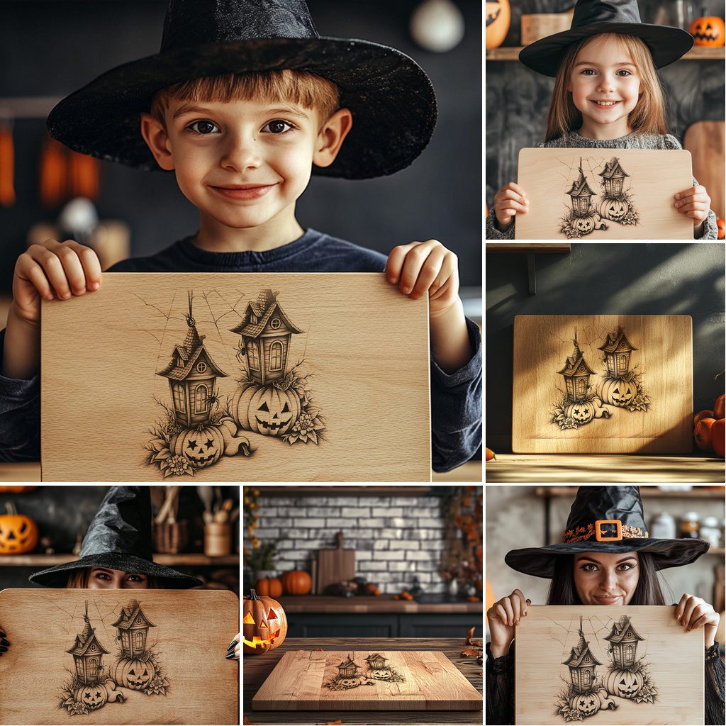 Halloween Laser Engraving File Bundle, Spooky Charcuterie Board