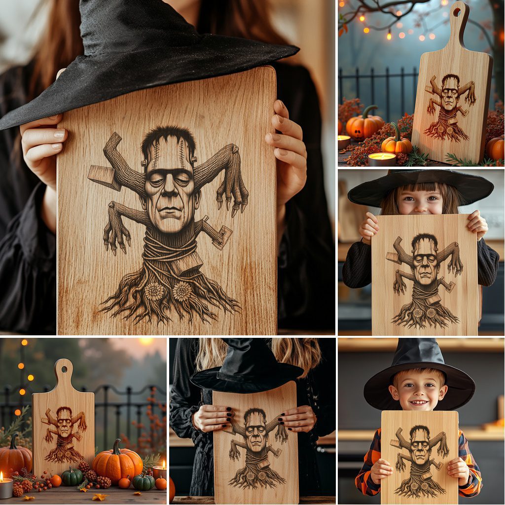 Halloween Laser Engraving File Bundle, Spooky Charcuterie Board Templates, 6 Designs – Image 3