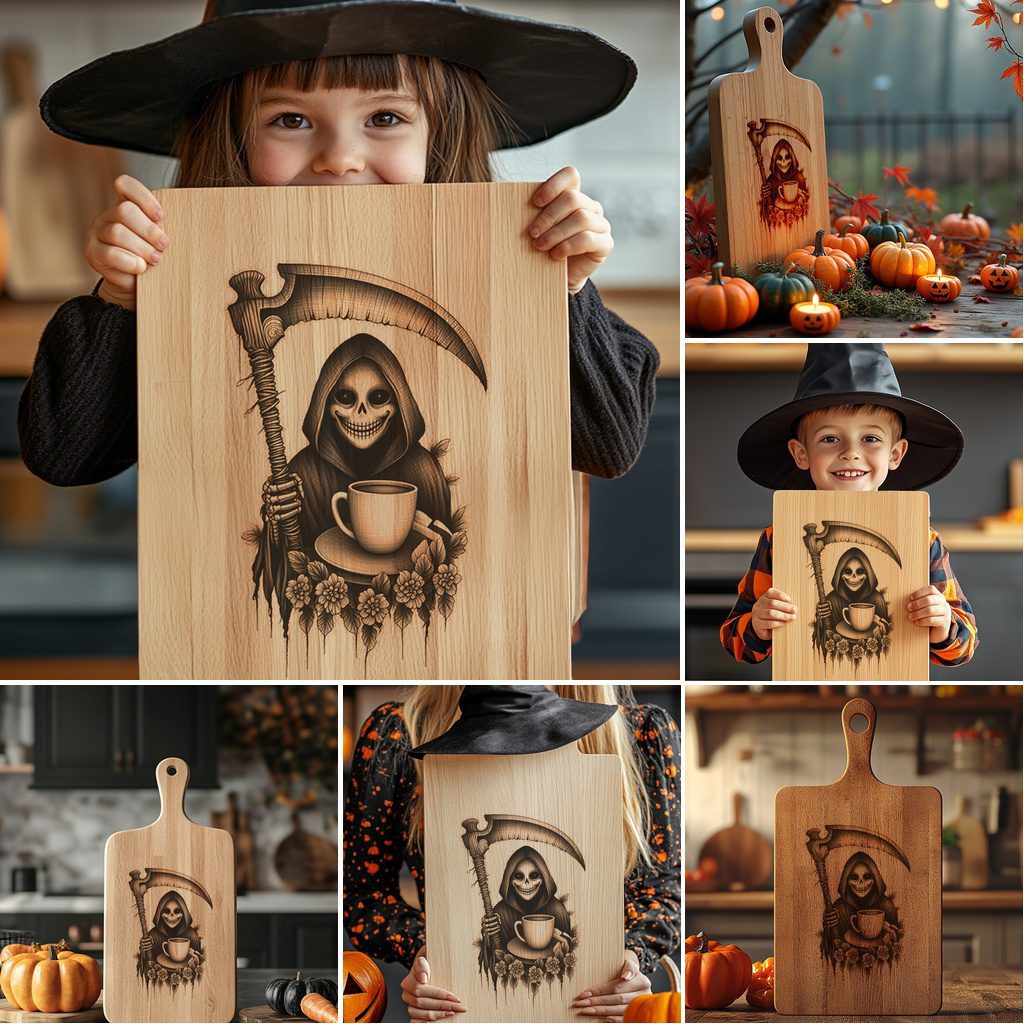 Halloween Laser Engraving File Bundle, Spooky Charcuterie Board Templates, 6 Designs – Image 4