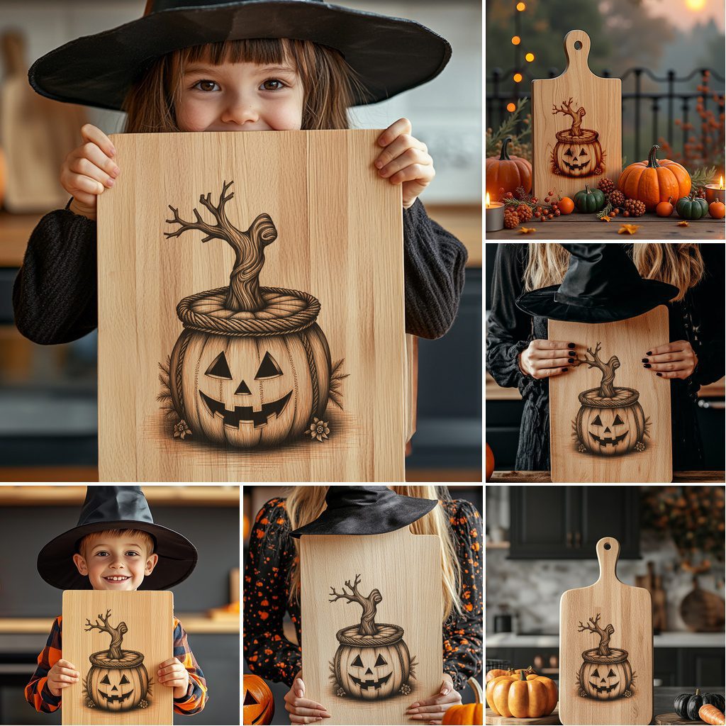 Halloween Laser Engraving File Bundle, Spooky Charcuterie Board Templates, 6 Designs – Image 5