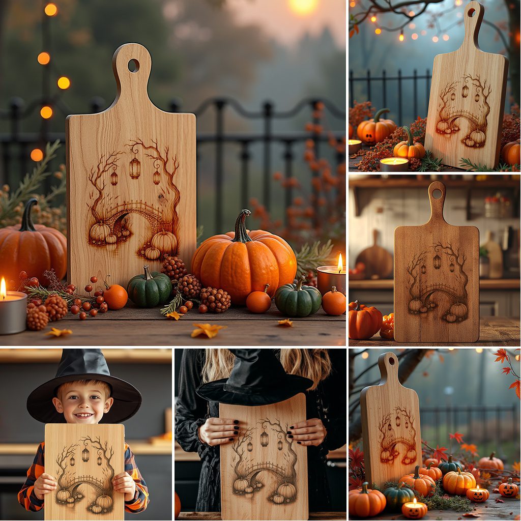 Halloween Laser Engraving File Bundle, Spooky Charcuterie Board Templates, 6 Designs – Image 6