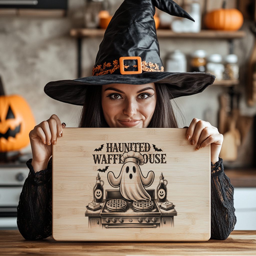 Halloween Laser Engraving File, Ghost Chef Charcuterie Board Design, Festive Decor – Image 2