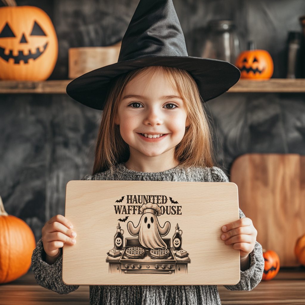 Halloween Laser Engraving File, Ghost Chef Charcuterie Board Design, Festive Decor – Image 3
