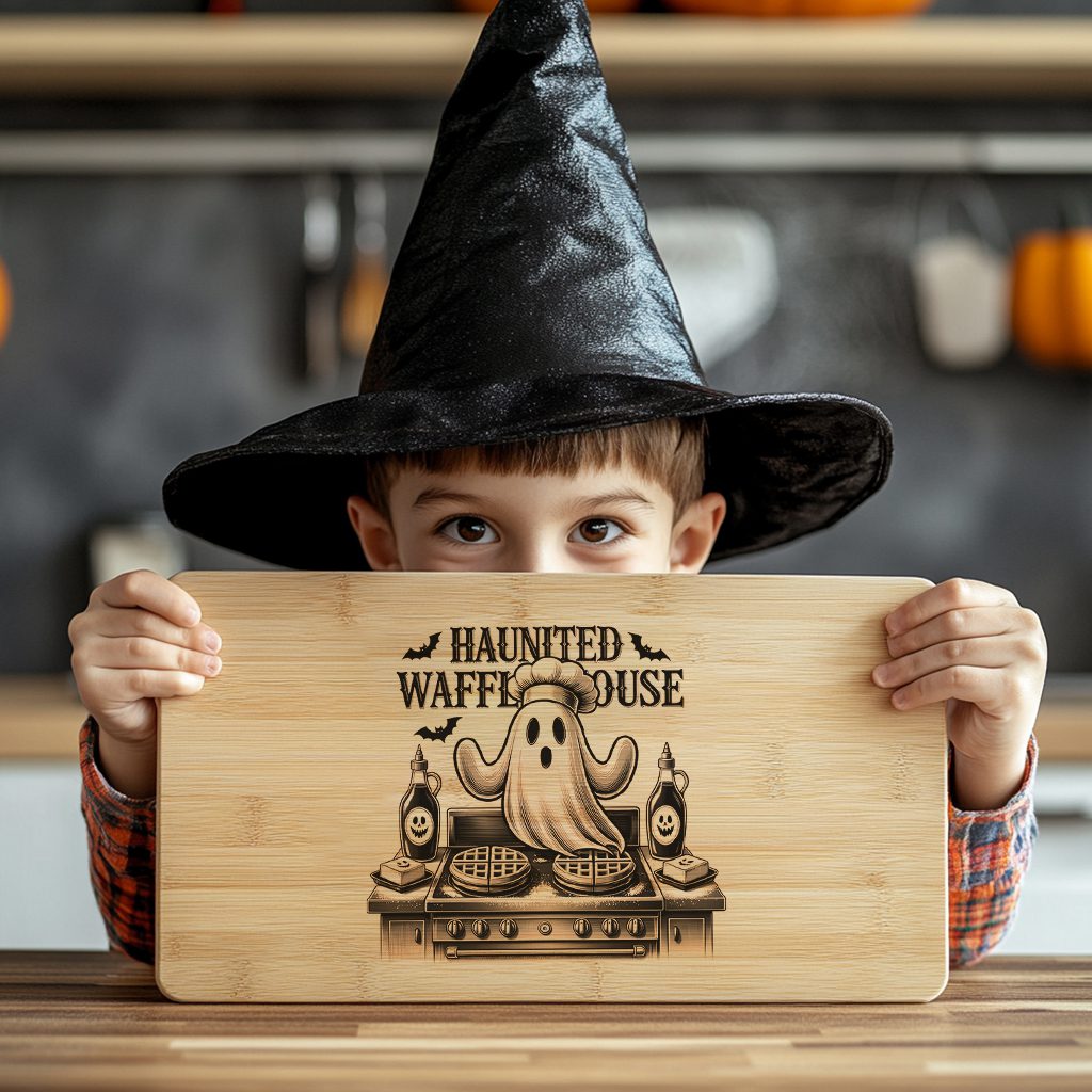 Halloween Laser Engraving File, Ghost Chef Charcuterie Board Design, Festive Decor – Image 4