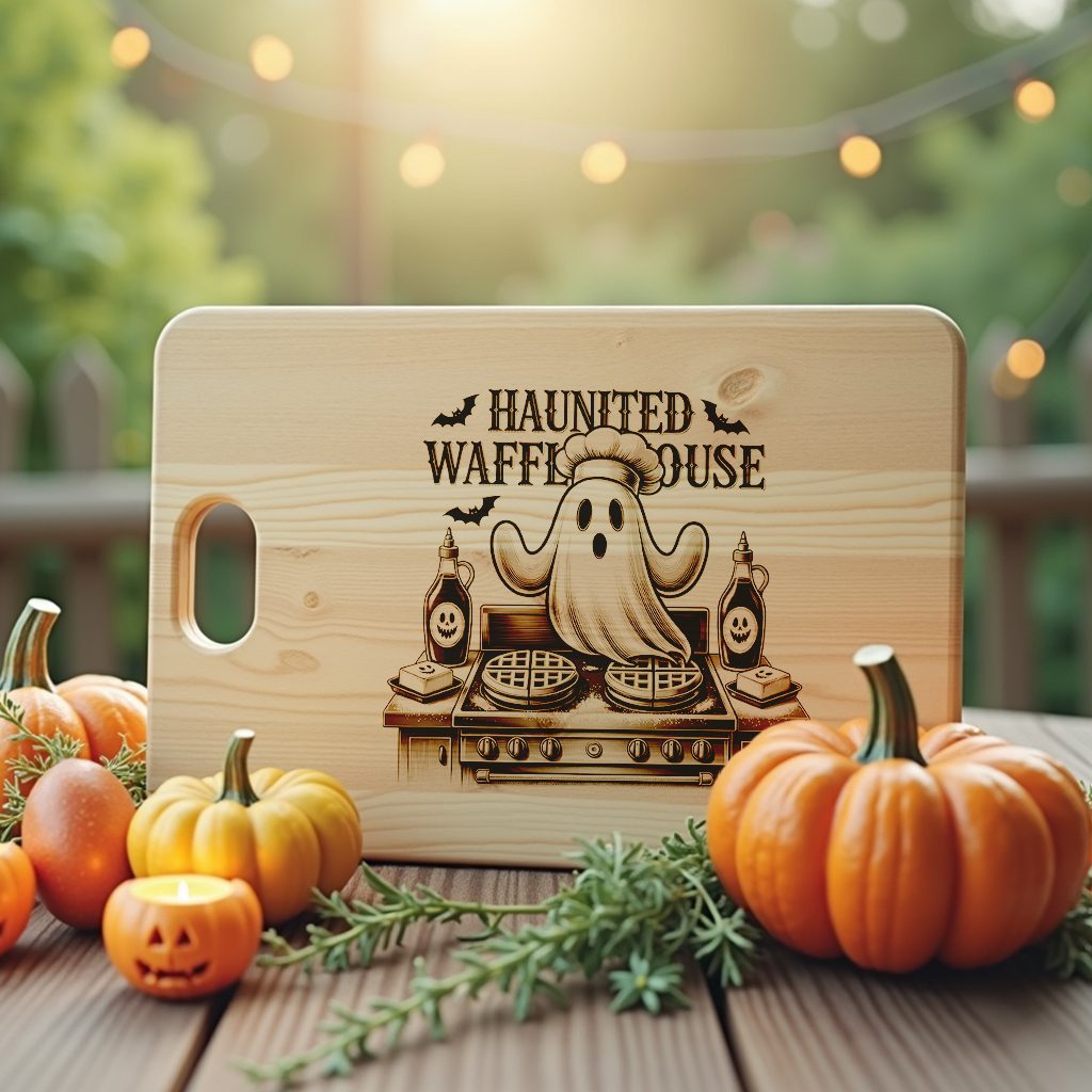 Halloween Laser Engraving File, Ghost Chef Charcuterie Board