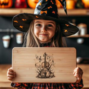 Halloween Laser Engraving File, Haunted Violin Charcuterie Board,