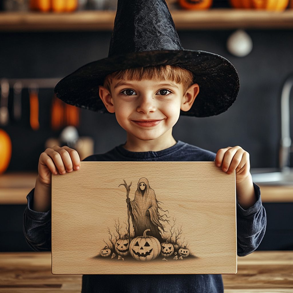 Halloween Laser Engraving File, Spectral Pumpkin Charcuterie Board Design – Image 2