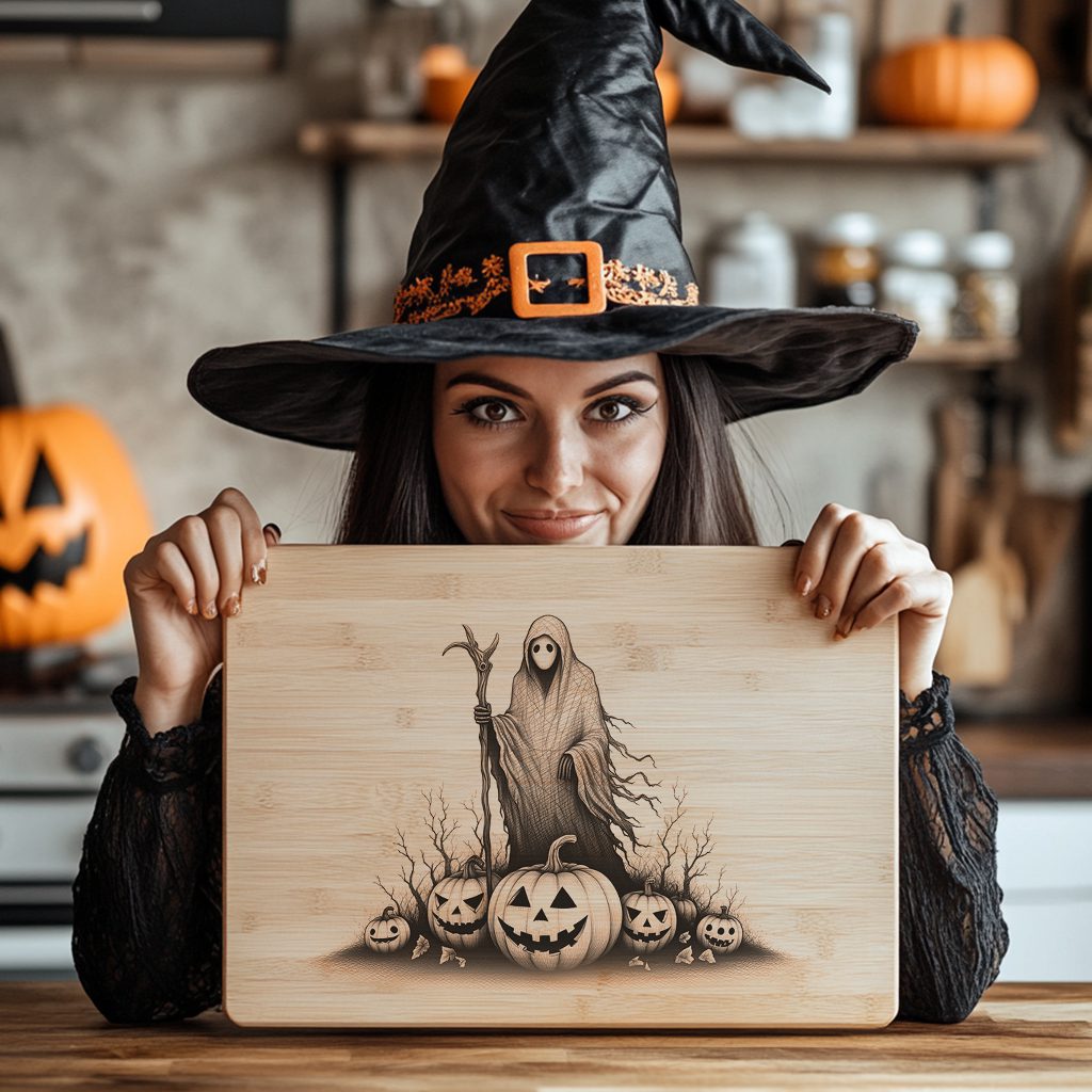 Halloween Laser Engraving File, Spectral Pumpkin Charcuterie Board Design – Image 4