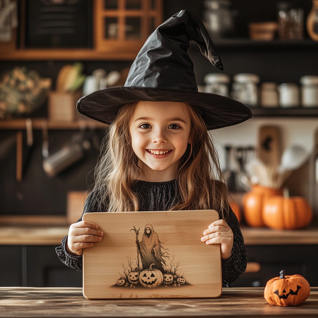 Halloween Laser Engraving File, Spectral Pumpkin Charcuterie Board Design – Image 6