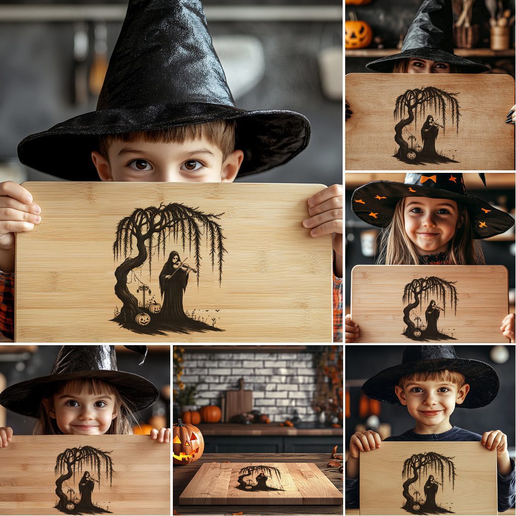 Halloween Laser Engraving File, Spooky Charcuterie Board Designs Bundle – Bild 5