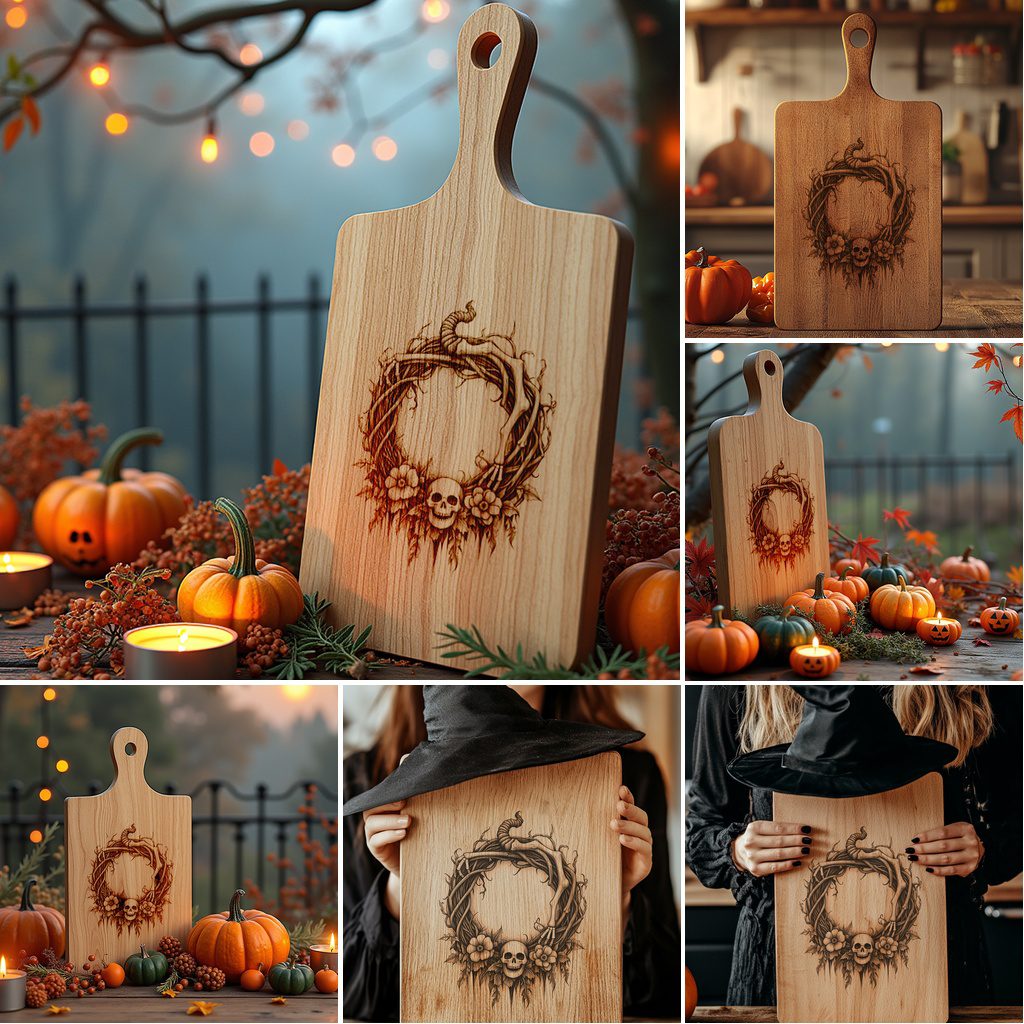 Halloween Laser Engraving File, Spooky Charcuterie Board Designs Bundle – Bild 6