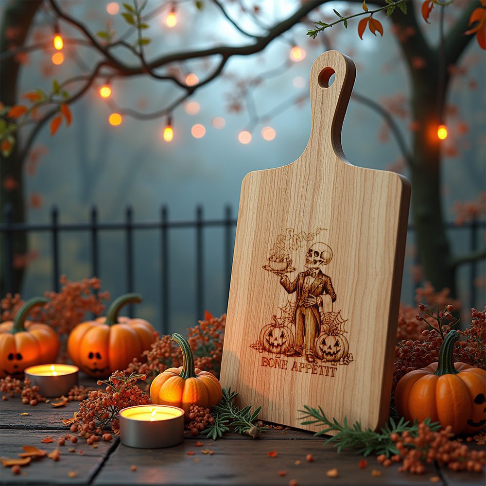 Halloween Skeleton Waiter Laser Engraving File, Spooky Charcuterie