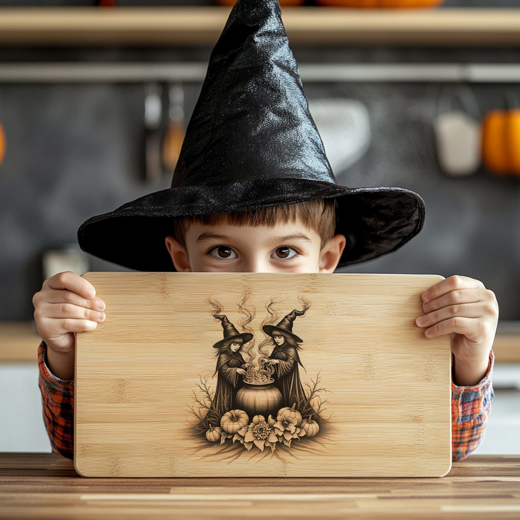 Witch Charcuterie Board Laser File, Halloween Engraving, Twin