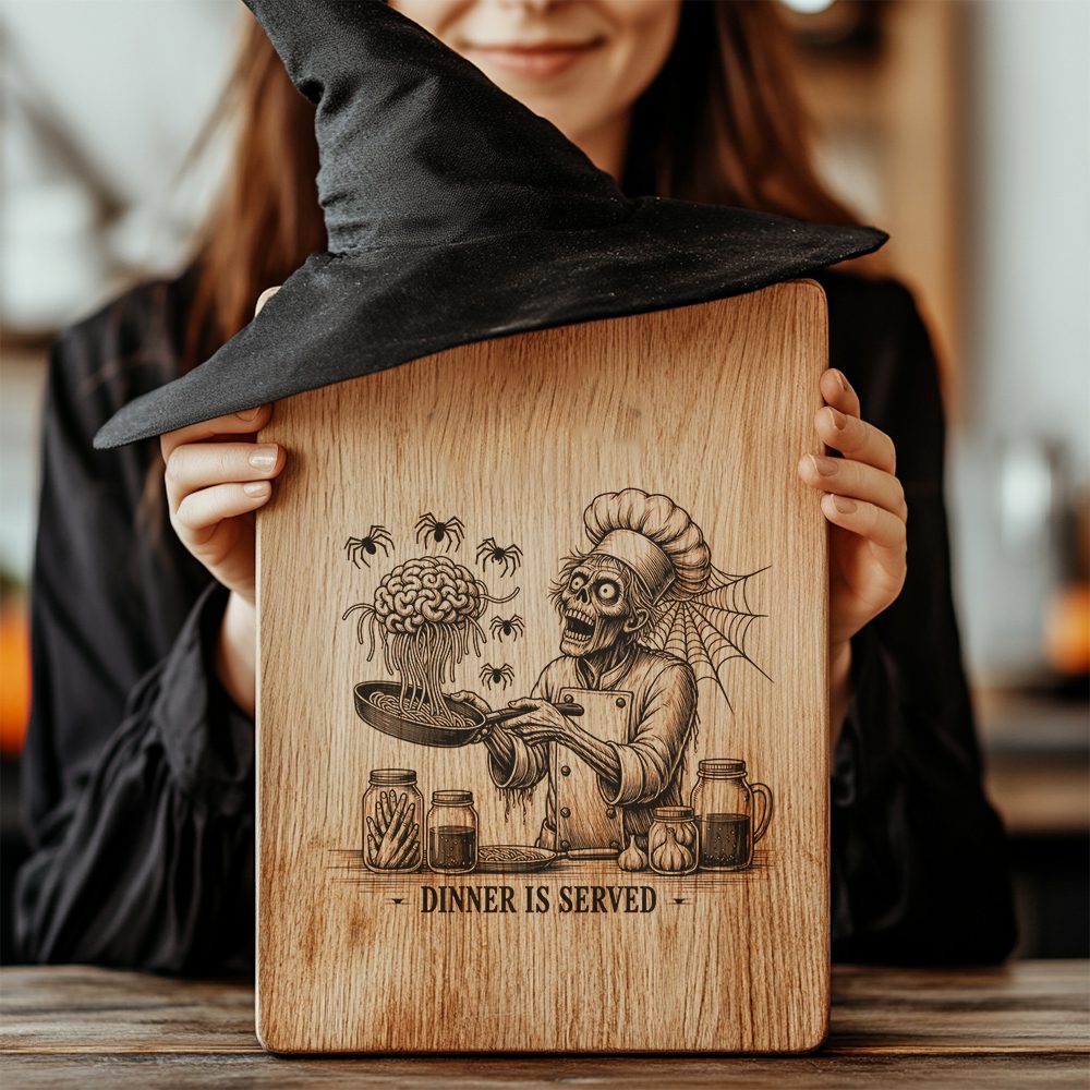 Zombie Chef Halloween Laser Engraving File, Spooky Charcuterie