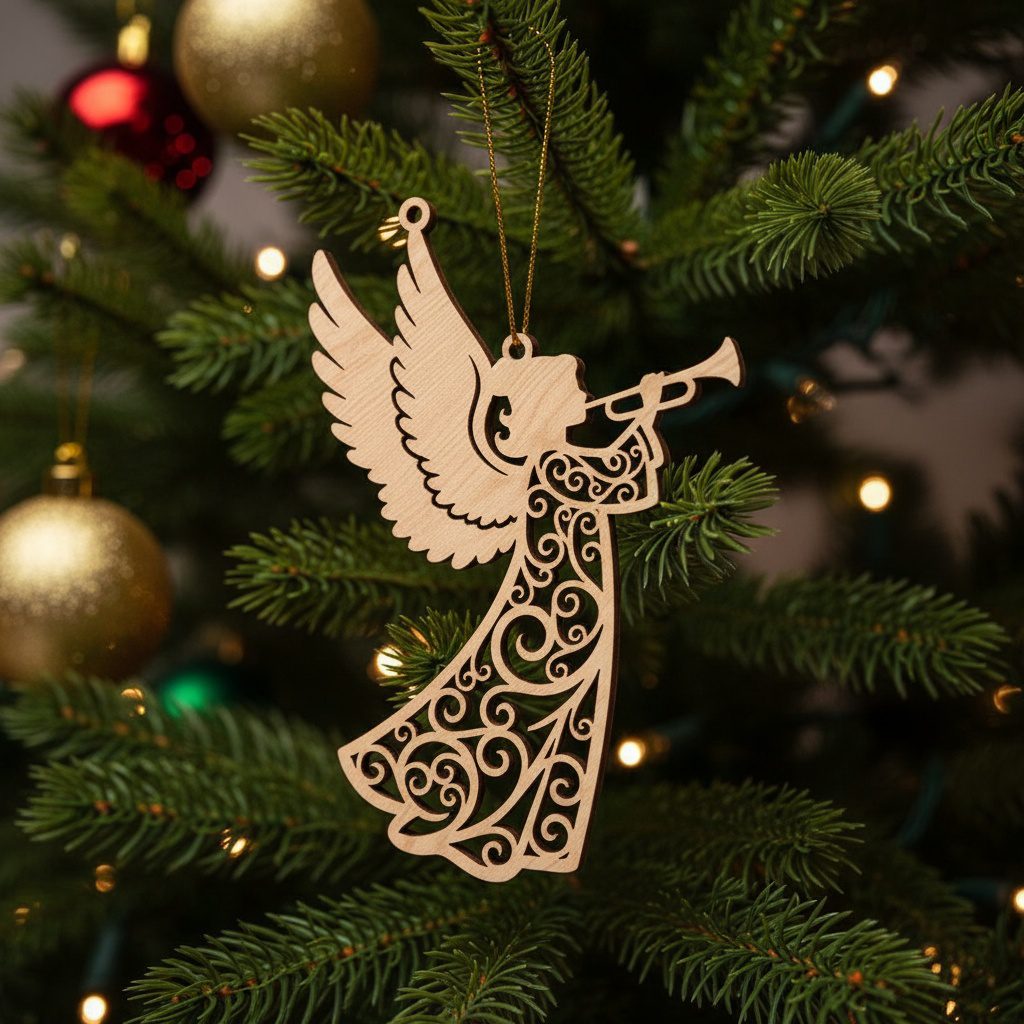 Paquete de adornos navideños de ángeles, archivos láser para juego de decoraciones de árbol festivo - Imagen 5
