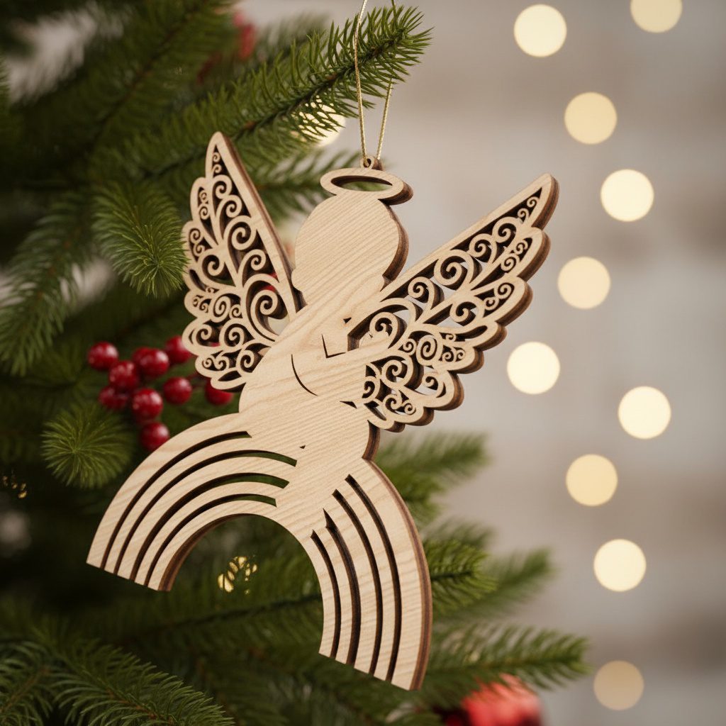Ensemble de décorations de Noël ange, décorations d'arbre prêtes pour le laser, lot de 6 motifs – Image 2