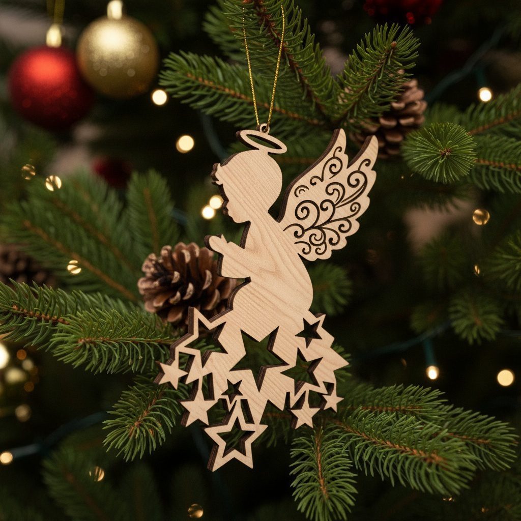 Ensemble de décorations de Noël ange, décorations d'arbre prêtes pour le laser, lot de 6 motifs – Image 4