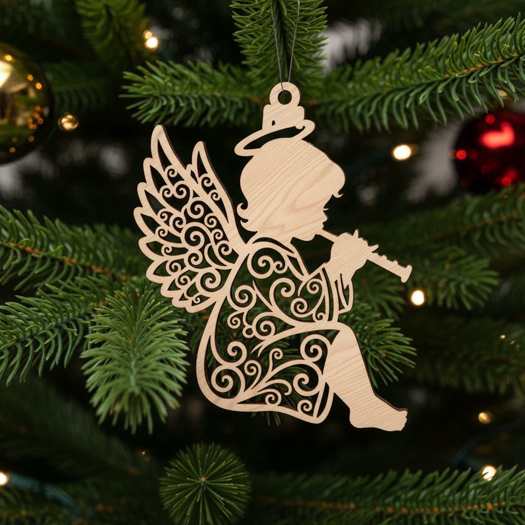 Ensemble de décorations de Noël ange, décorations d'arbre prêtes pour le laser, lot de 6 motifs – Image 6