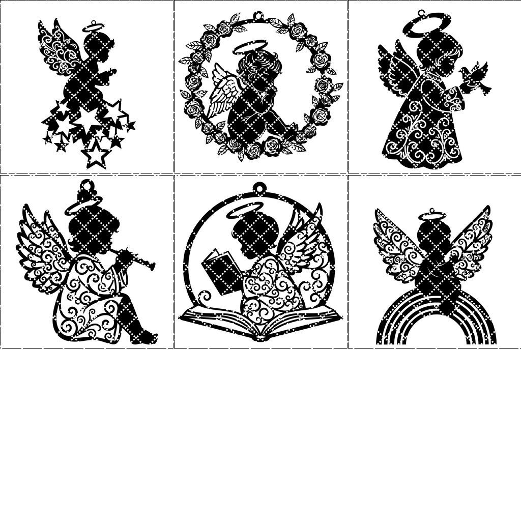 Ensemble de décorations de Noël ange, décorations d'arbre prêtes pour le laser, lot de 6 motifs – Image 7