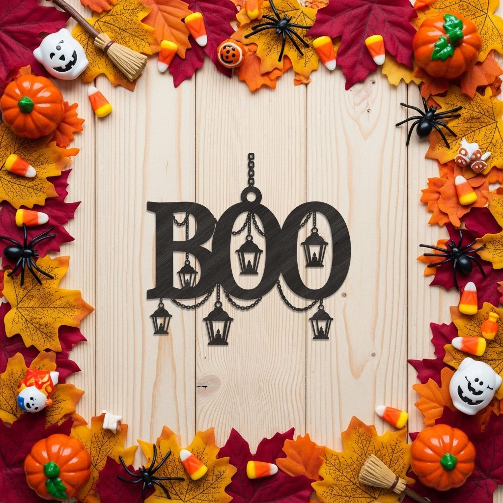 Boo Silhouette Halloween Ornament Laser File, Spooky Lantern Decor for CNC - immagine 3