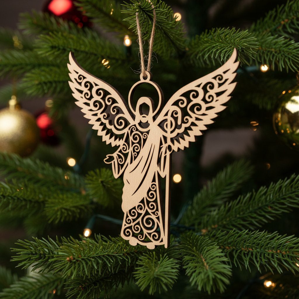 Set di Ornamenti Natalizi Cristiani, 6 Design Religiosi, Ali d'Angelo, Decorazioni per l'Albero - immagine 2